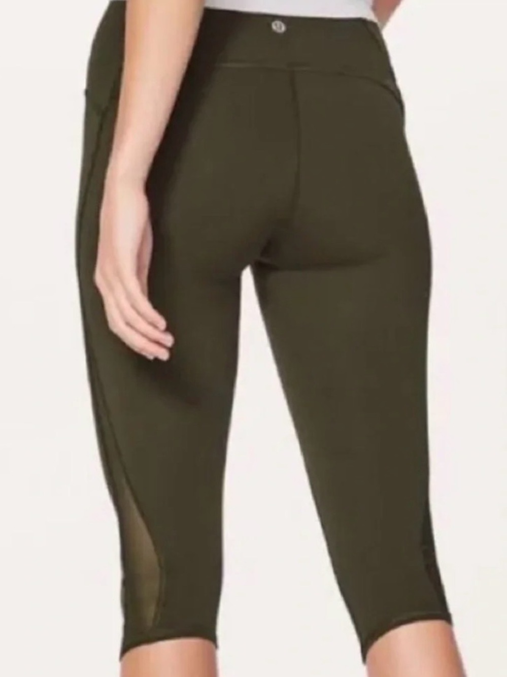 lululemon athletica Olive Green Capri Leggings with Side Mesh